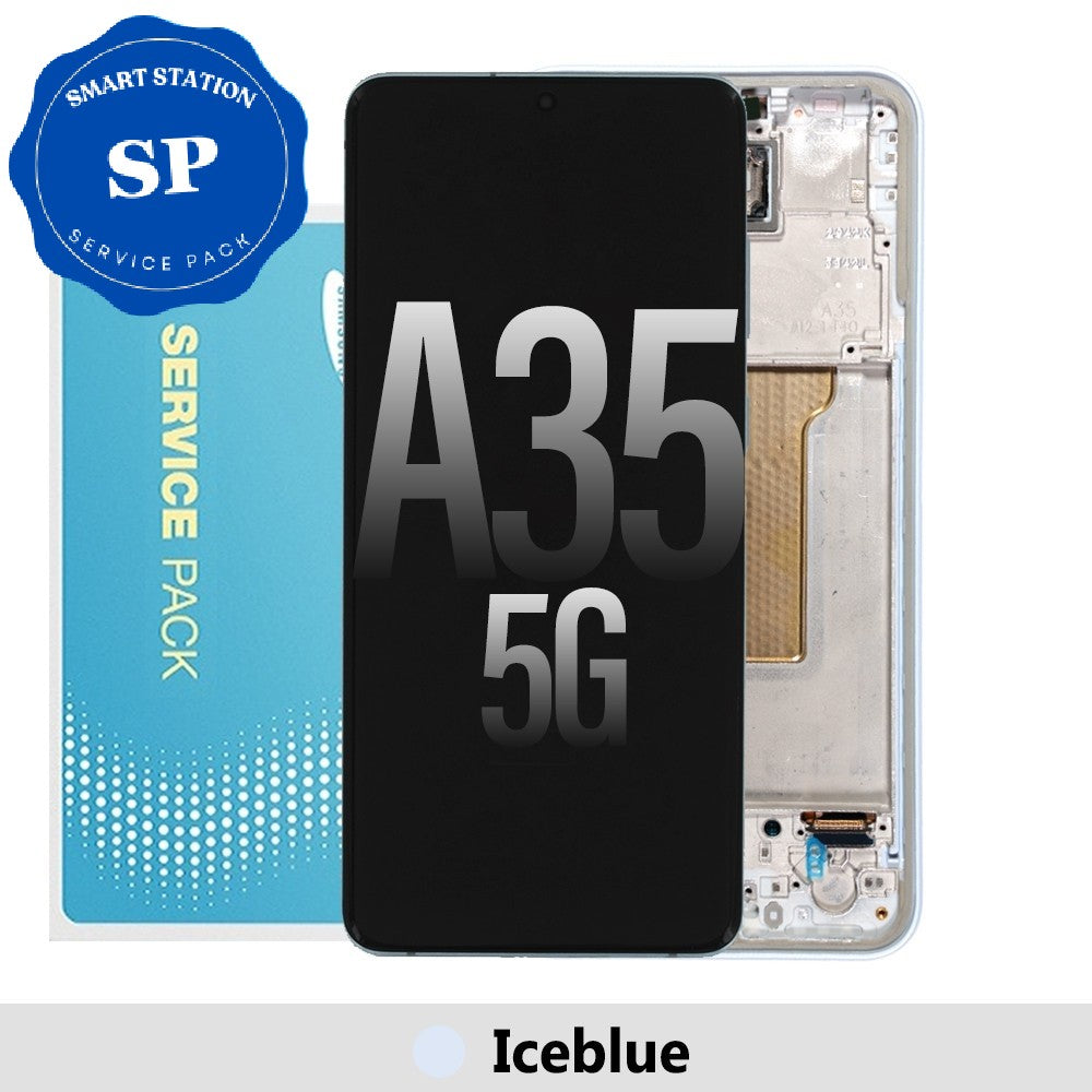 [Service Pack] Samsung Galaxy A35 5G A356B OLED Screen Replacement Digitizer with Frame GH82-34221B-Ice Blue