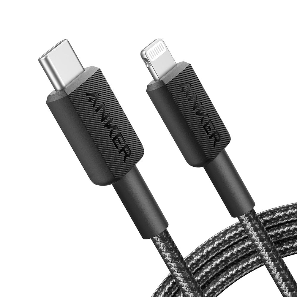 Anker 322 USB-C to Lightning Braided Cable 6ft - Black/White (MFi Certified)