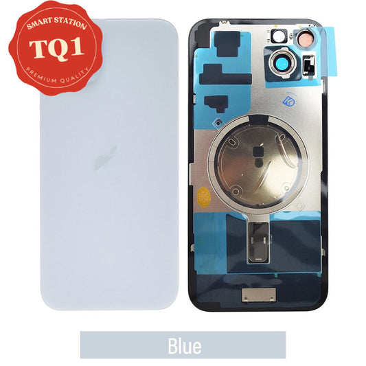 [TQ1] Premium iPhone 15 Plus Back Glass Replacement w MagSafe Magnet-Blue