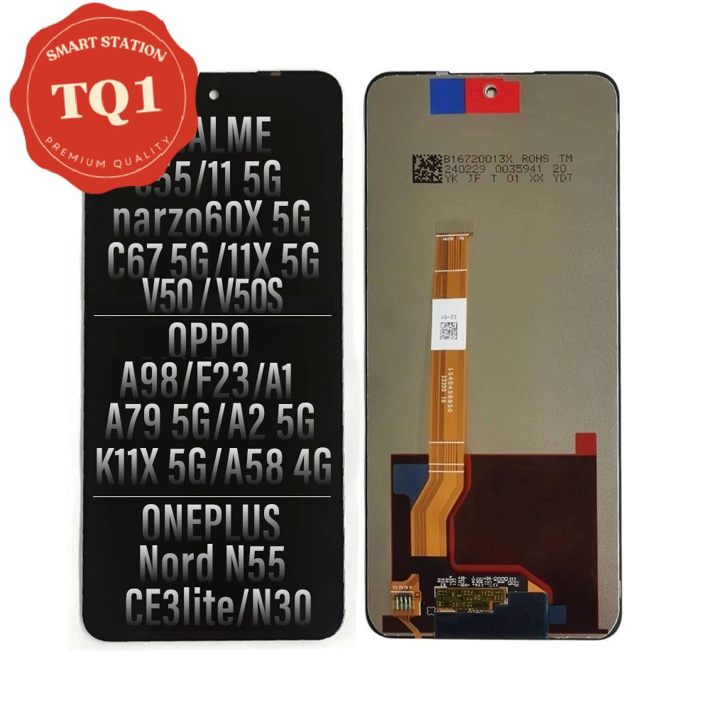 [TQ1]  Realme C67 5G / 11X 5G / C55 / 11 5G / narzo60X 5G / Oppo A79-5G / A2 5G / K11X 5G / A58 4G / A98 5G / F23 5G / OnePlus Nord N55 / Nord CE3lite / Nord N30  LCD Screen Assembly Replacement