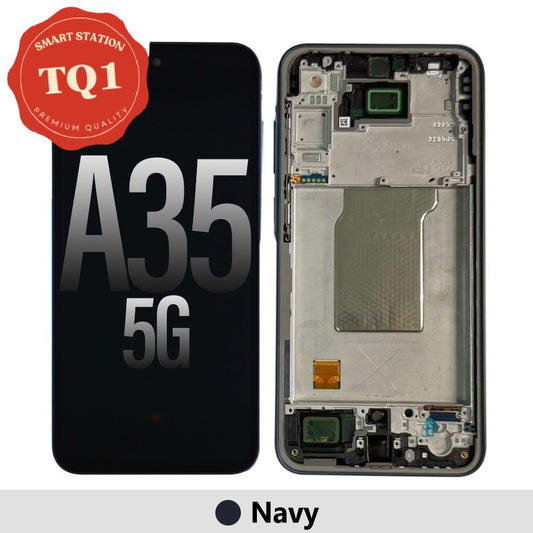 [TQ1] Samsung Galaxy A35 5G A356B OLED Screen Replacement with Frame GH82-34221B-Navy (Service Pack Oled with Refurb Frame)