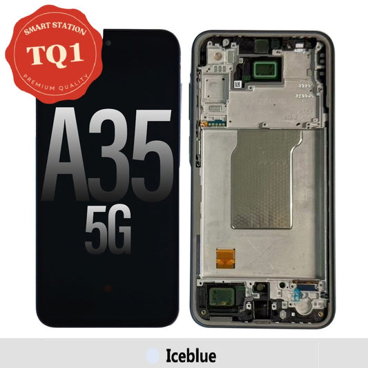 [TQ1] Samsung Galaxy A35 5G A356B OLED Screen Replacement with Frame GH82-34221B-Ice Blue (Service Pack Oled with Refurb Frame)