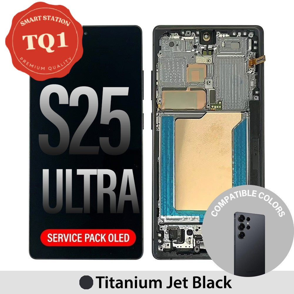 [TQ1] Samsung S25 Ultra Screen Replacement-Black Service Pack OLED with Refurb Frame