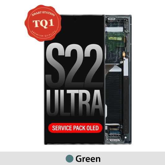 [TQ1]   Samsung Galaxy S22 Ultra 5G S908B OLED Screen Replacement- Green (Service Pack Screen with Refurbished Frame)