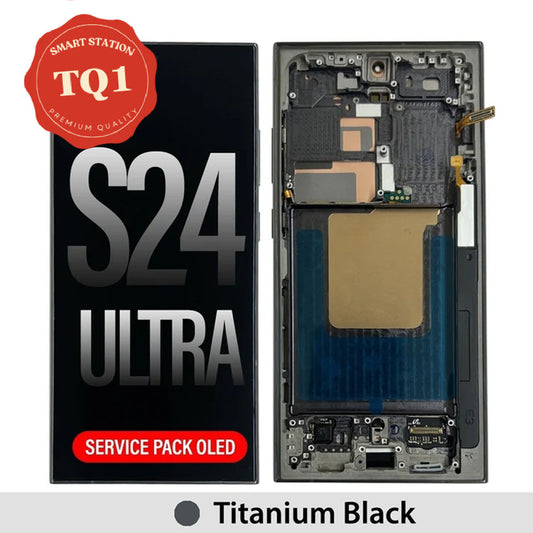 [TQ1] Samsung S24 Ultra Screen Replacement-Black, Service Pack OLED with Refurb Frame