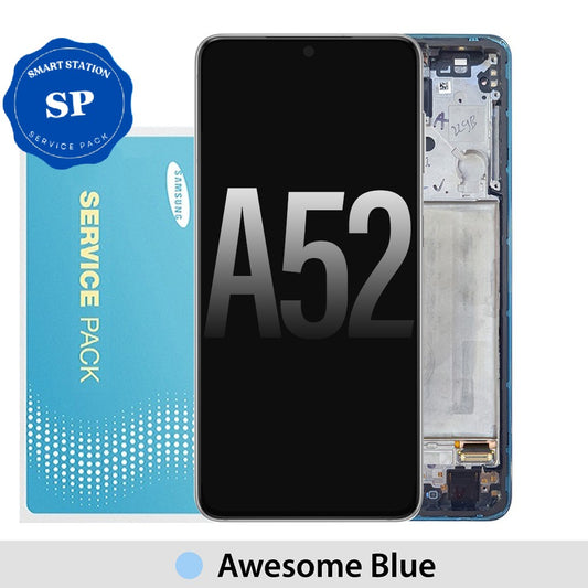 [Service Pack] Samsung A52 A525 / A526 / A52S A528 OLED Screen Replacement with Frame GH82-25229B / GH82-25526B-Awesome Blue