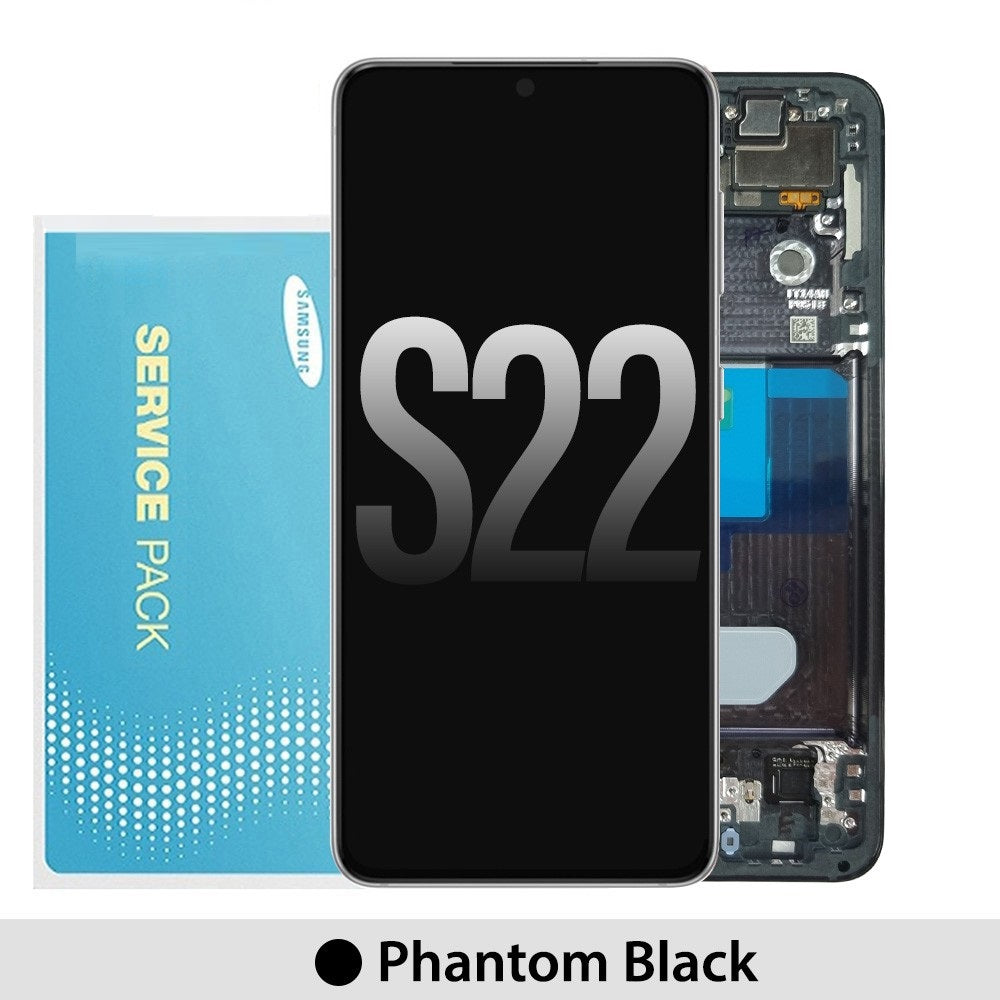 [TQ1] Samsung S22 5G Screen Replacement-Black (Service Pack Oled with Refurb Frame)