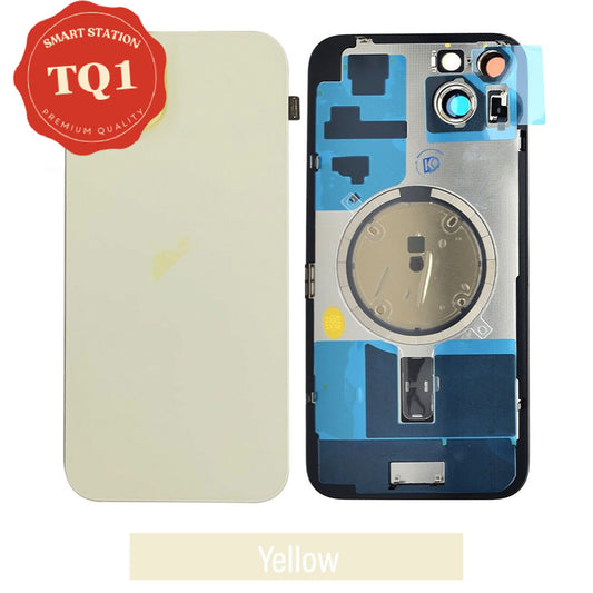 [TQ1] Premium iPhone 15 Plus Back Glass Replacement w MagSafe Magnet-Yellow